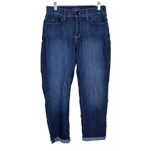 NYDJ Jeans 4 Kendall Ankle Cuffed Dark Wash Crop Denim Stretch Lift Tuck